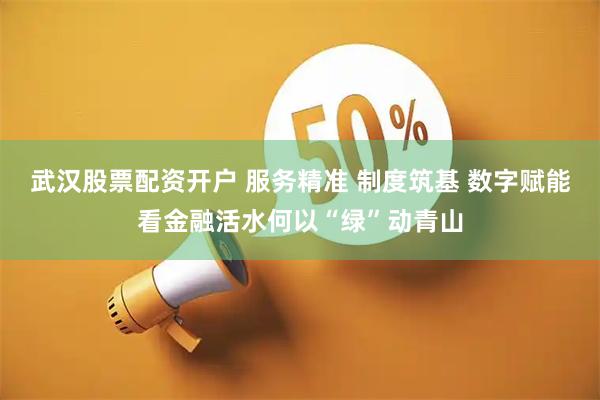 武汉股票配资开户 服务精准 制度筑基 数字赋能看金融活水何以“绿”动青山